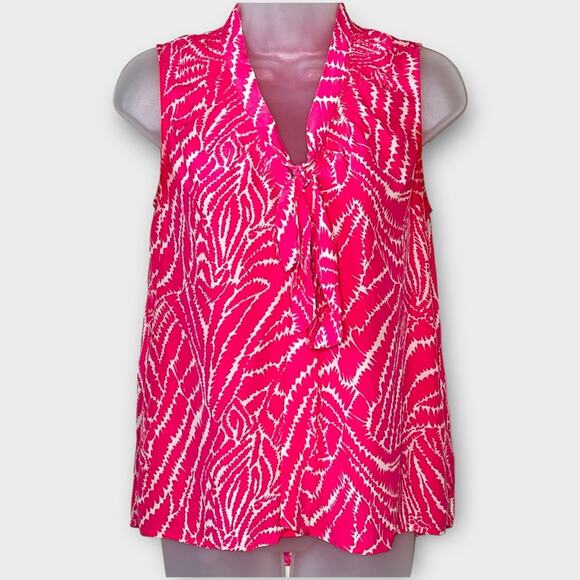 LILLY PULITZER Silk Dahlia Splash Show Your Stripe Sleeveless Blouse size xs - Picture 2 of 6